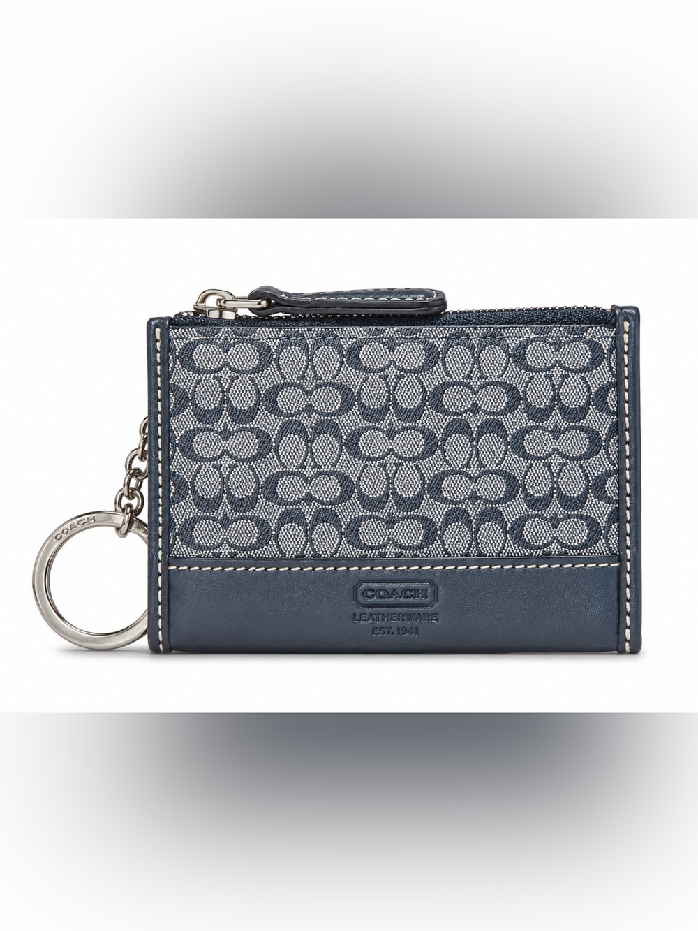 Coach Signature Jacquard Zip Card Holder in Black Signature C’s and Brown Canvas